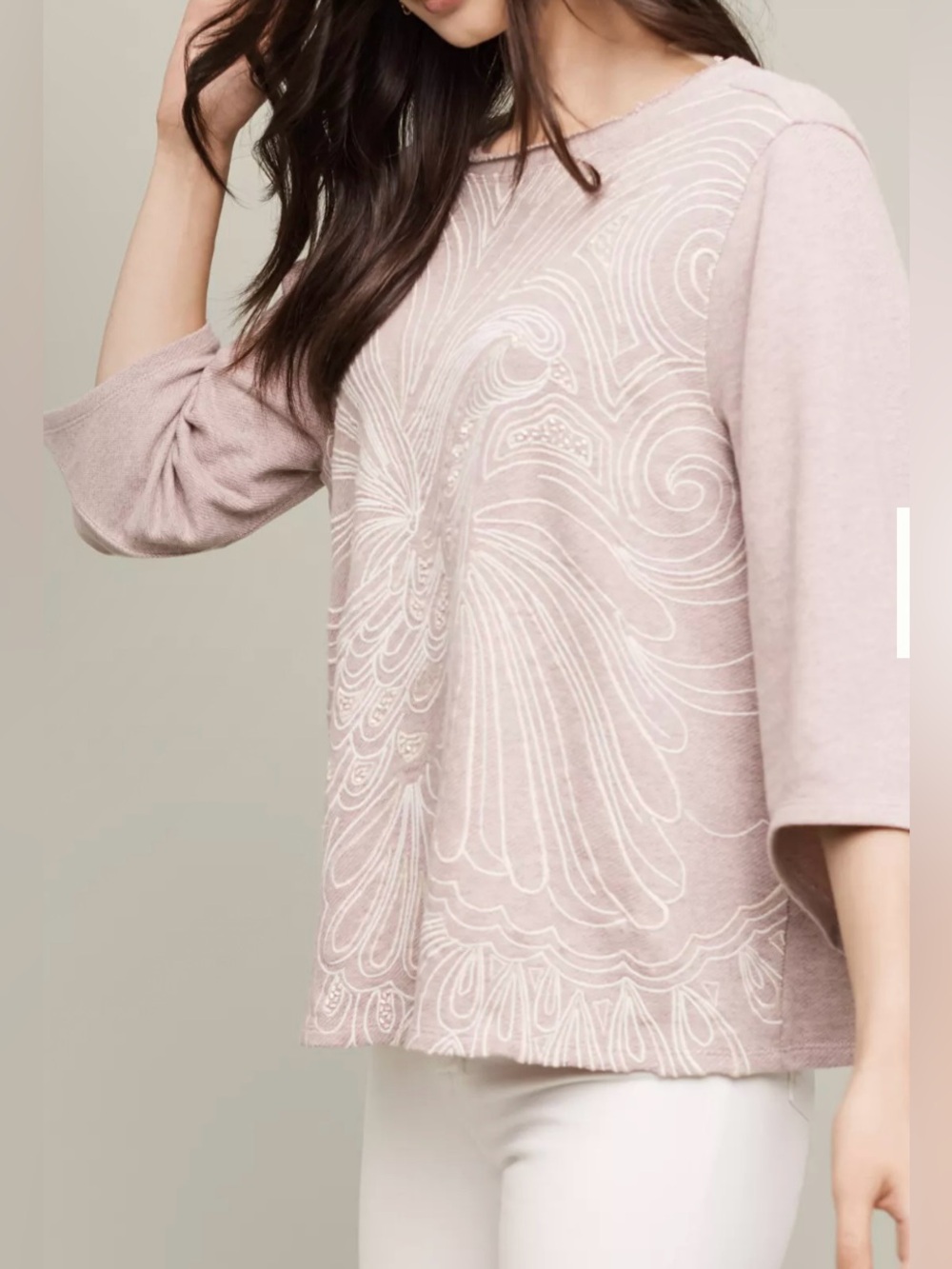 Akemi + Kin by Anthropologie Pale Purple Embroidered Blouse - Size L